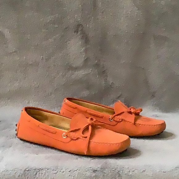 Tod's Shoes - TOD'S Moccasin Suede Driving Loafers Burnt Orange Size 37
